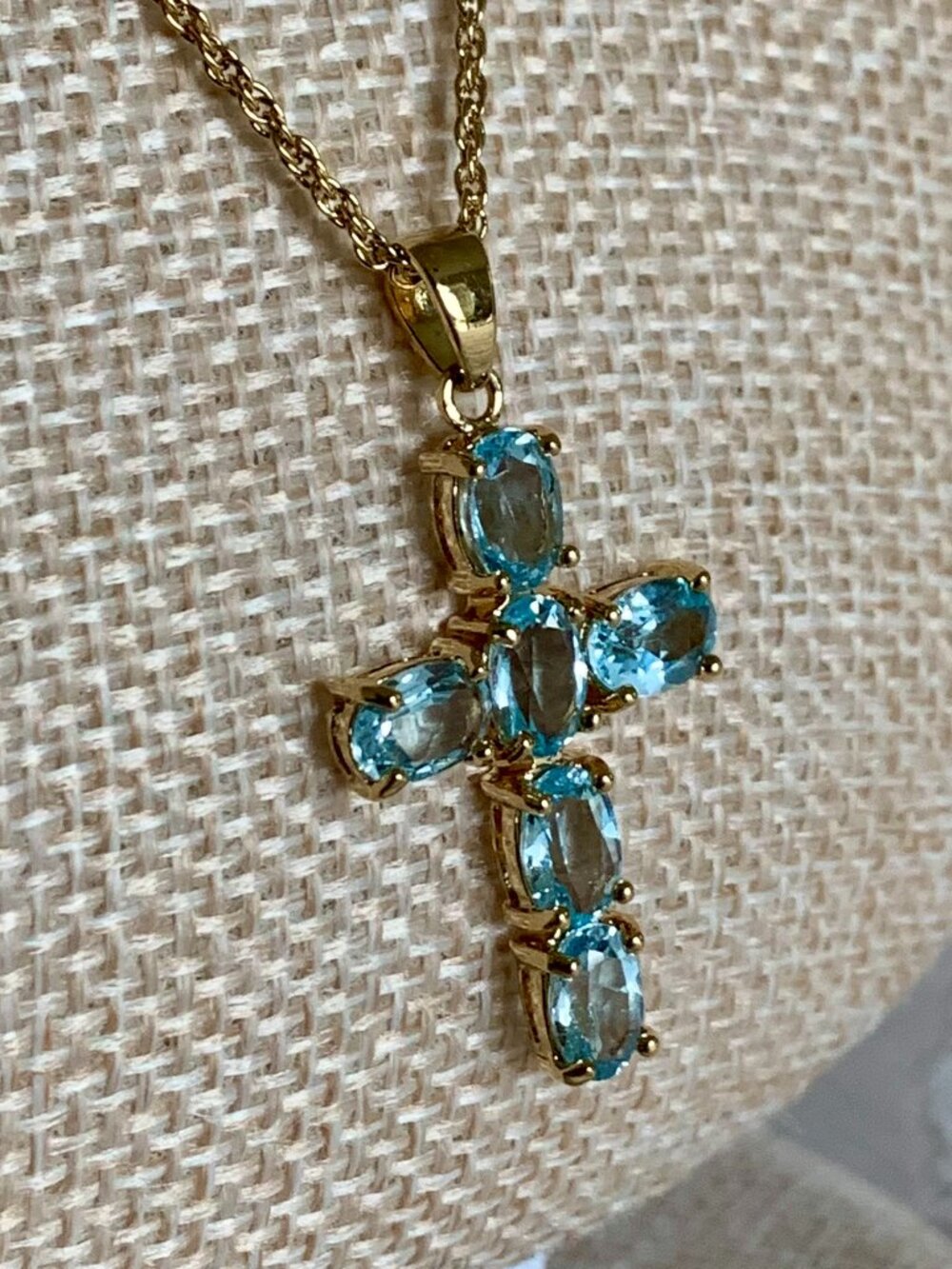 Cross Pendant Bezel Set Oval Turquoise Crystal Stone Necklace